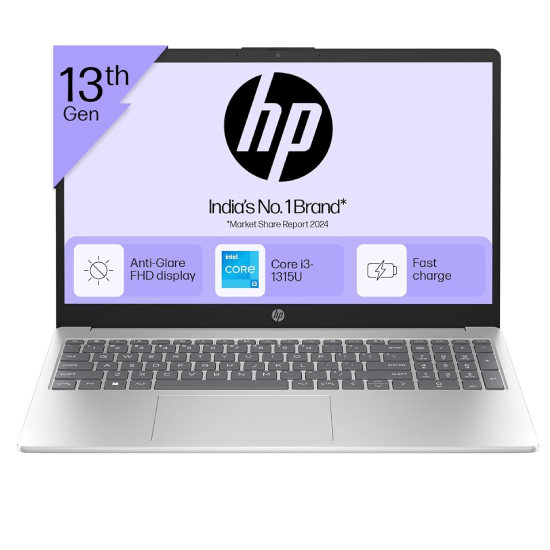 HP 15, 13th Gen Intel Core i3-1315U, 8GB DDR4, 512GB SSD, (Win 11, Office 21, Grey, 1.59kg), Anti-Glare, Micro-Edge,15.6-inch(39.6cm), FHD Laptop, Intel UHD Graphics, 1080p FHD Camera